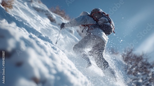 Wallpaper Mural Adventurous winter climb on snowy mountain slopes Torontodigital.ca