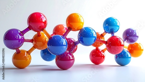 カラフルな分子模型が科学的思考を象徴する教育的ビジュアル