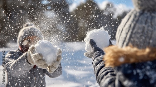 Wallpaper Mural Fun winter snowball fight in a frosty wonderland Torontodigital.ca