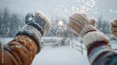 Wallpaper Mural Joyful snowball fight in a winter wonderland Torontodigital.ca