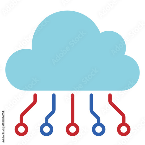 cloud server flat icon for hosting, data, and storage
