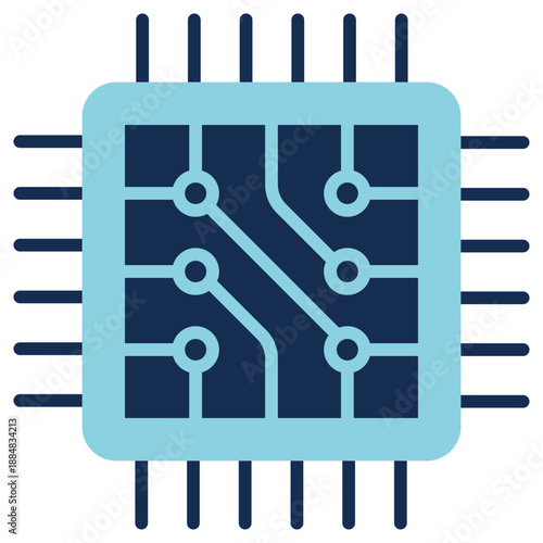 processor chip flat icon for CPU, tech, and hardware