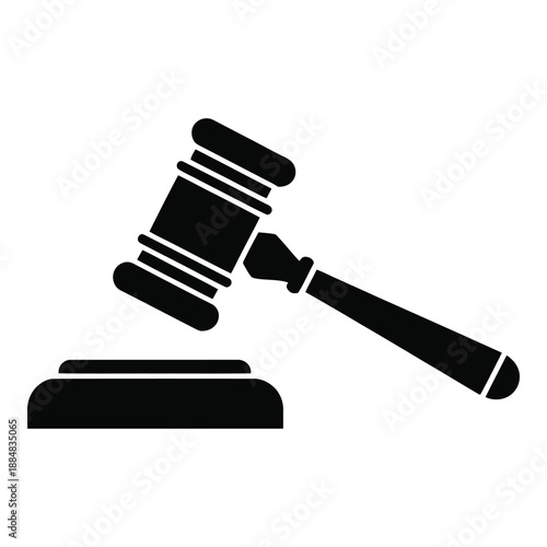 Minimalist gavel icon for courtroom and justice