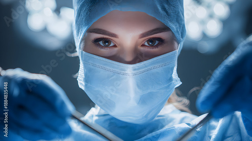 Surgeon performing operation looking intently at a patient