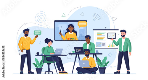 Diverse Team Collaborating in Modern Office.