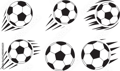 soccer ball motion line pack six vector ball illustrations for print