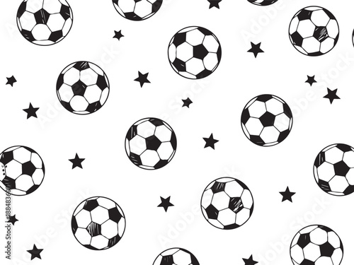 soccer seamless background repeatable ball and star design