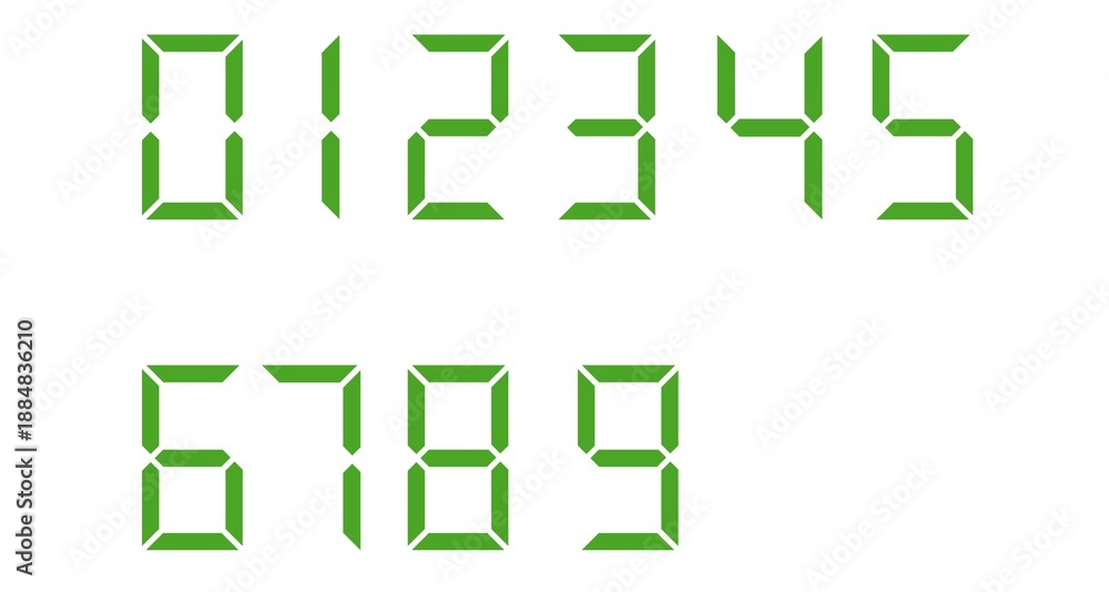 Fototapeta premium Digital numbers set, time, clock, timer, electronic numbers