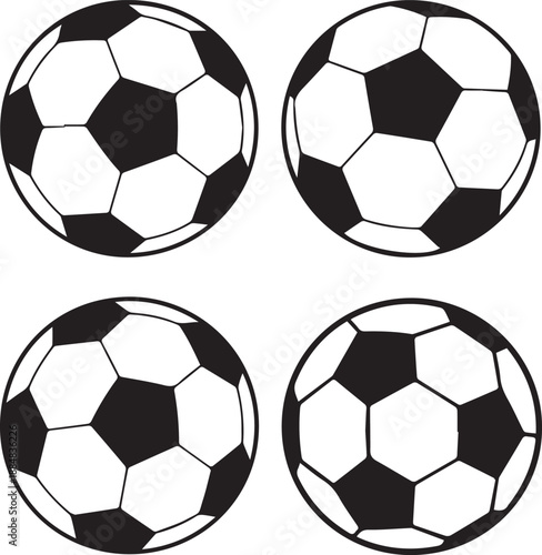soccer ball icon collection classic pentagon hexagon patterns