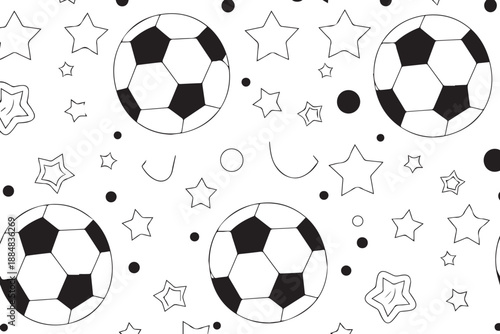 soccer backgrounds seamless vector soccer balls stars dots black white