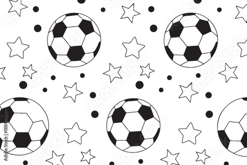 soccer pattern seamless soccer ball motif stars dots monochrome repeat