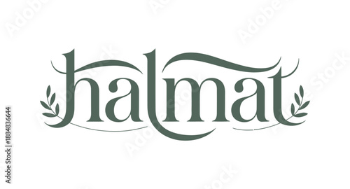 A logo for Halmat featuring elegant green typography with leaf designs