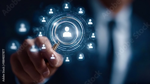 Business person searching for ideal candidate in hr system