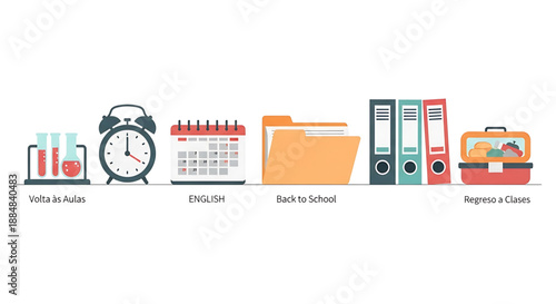 Back to school back to school supplies and icons for education and learning
