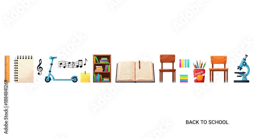 Back to school back to school concept with various educational items