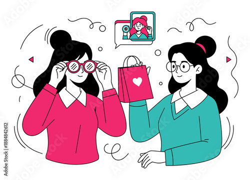 Virtual Try-On Glasses - AR Shopping Illustration