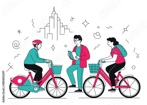 Bike Share Program - Minimalist Vector Illustration