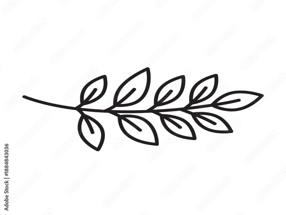 Fotografie Minimalist line art leaf branch