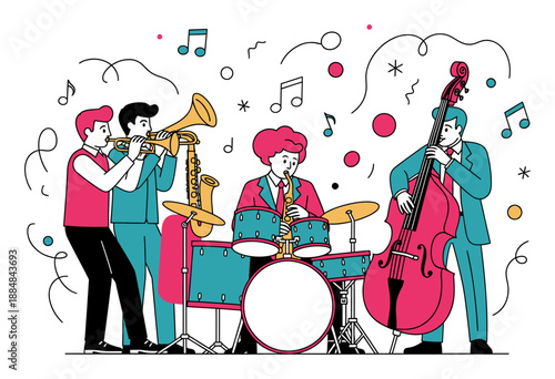 Jazz Band Illustration - Flat Vector Design