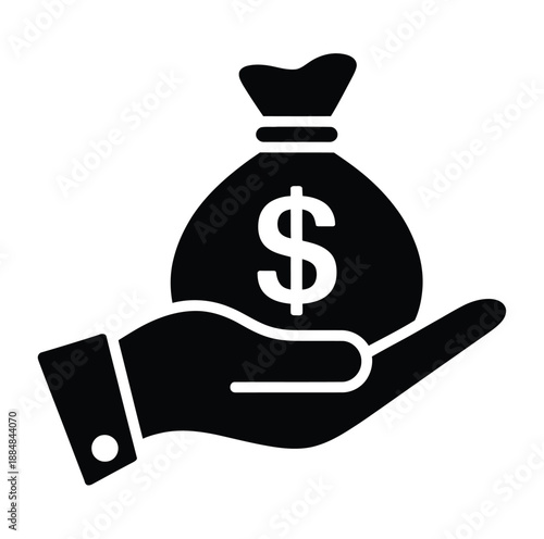 A hand holding a money bag with a dollar sign on it, symbolizing financial support or investment.