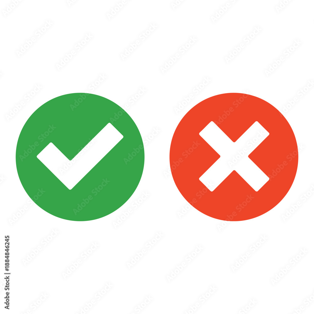 Obraz premium Flat design check and cross icons