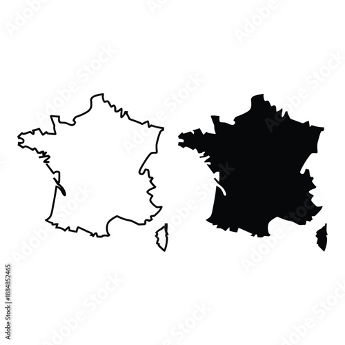 Minimalist france map outline and solid fill