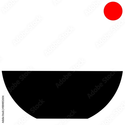 Japanese red bowl isolated on white background. Minimal design.