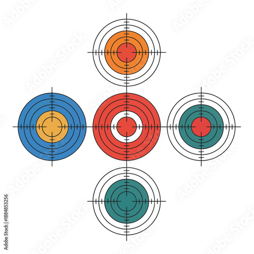 Colorful targets with concentric circles