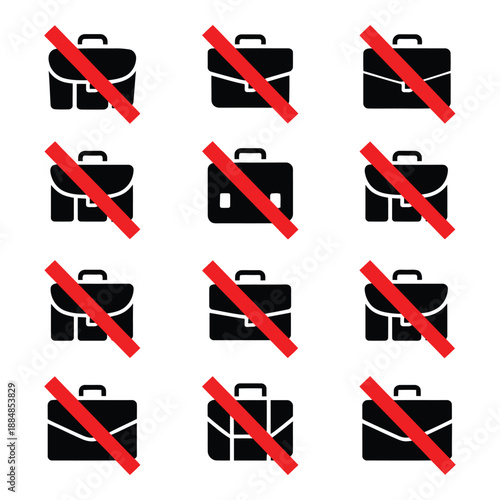 Prohibited briefcase icons collection
