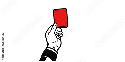 Soccer Referee Hand Holding Red Card Disciplinary Action Concept Vector