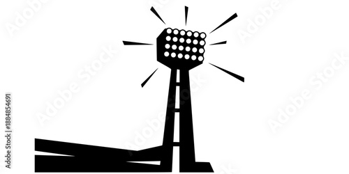 Stadium Floodlight Tower Minimalist Geometric Icon for Sports Architecture Vector