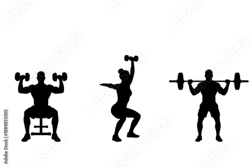 Diverse individuals are engaged in weightlifting activities