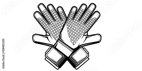 Crossed Goalkeeper Gloves Detailed Icon for Football Defense Concept Vector