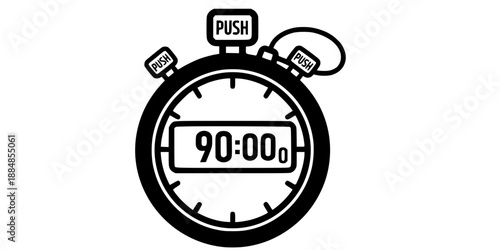 Stopwatch Timer at 90 Minutes for Full Time Soccer Match Concept Vector