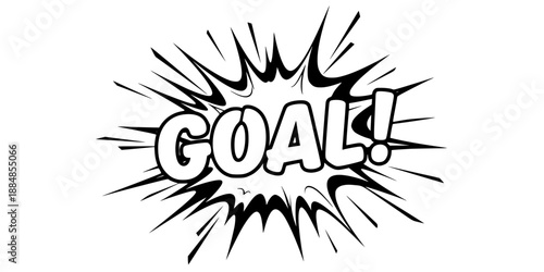 Goal Typography Explosion Bubble in Pop Art Comic Style Vector