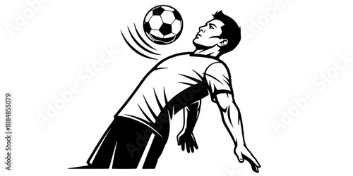 Soccer Player Chest Control Technique Silhouette for Training Concept Vector