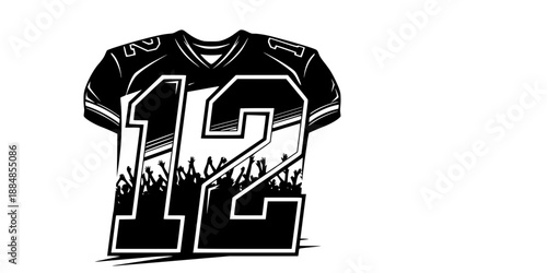 Number 12 Jersey Font Representing the 12th Man Fan Base Vector