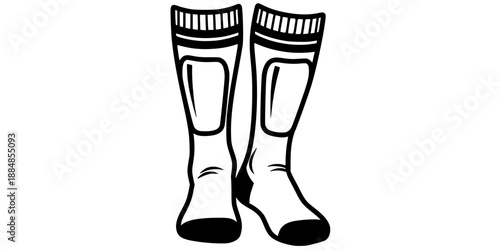 Soccer Socks with Shin Guard Outline for Sports Equipment Vector