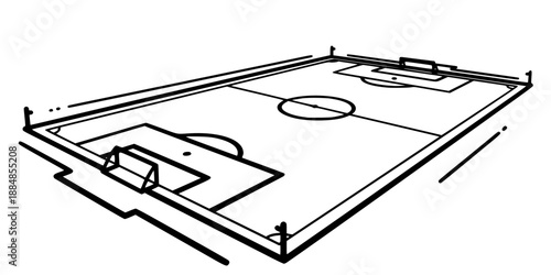 Empty Soccer Pitch Line Art with Field Markings for Background Vector