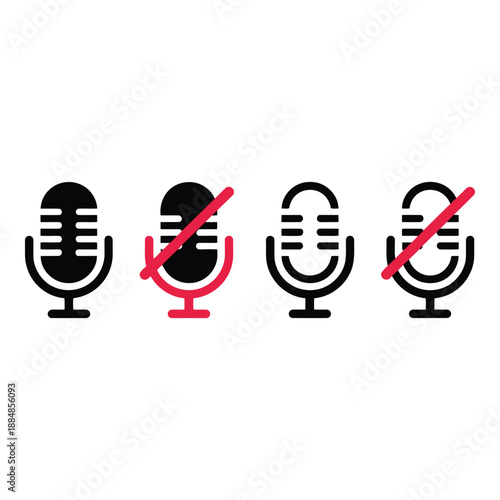 Microphone icons with mute and unmute options