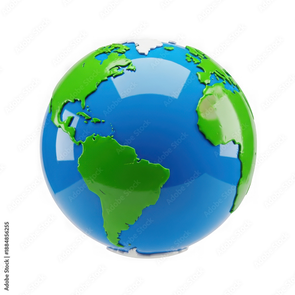 Fototapeta premium Globe showing continents isolated on transparent background