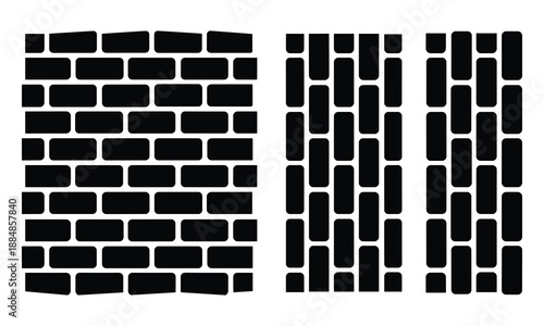 Patterned brick walls isolated on white background, Vector