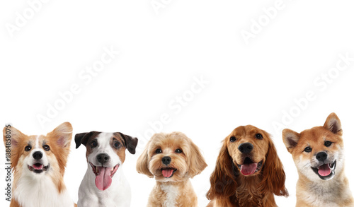 Cute dogs of different breeds isolated on white © New Africa