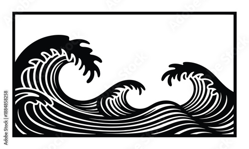 Dynamic ocean waves isolated on white background, Vector