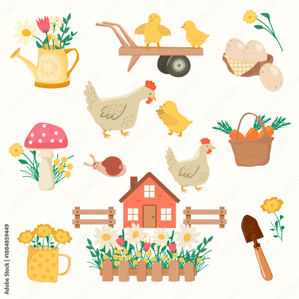 Fototapeta premium Spring Garden Elements Set