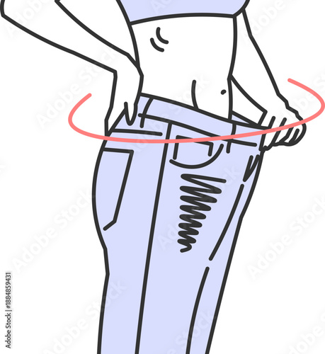 Konstfotografi Minimalist vector illustration of a slimming woman wearing baggy pants