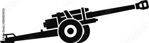 Detailed cannon illustration with a sleek minimalist style on transparent background silhouette