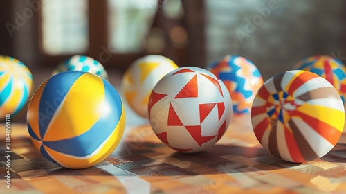 A photo of a set of juggling balls.