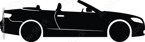 Sleek convertible car side view illustration ideal for design projects on transparent background silhouette