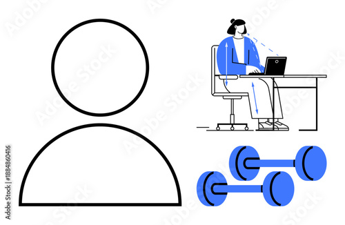 Office wellness concept. Combining office work with fitness for better health and productivity. Office wellness supports active lifestyles, balance, and efficient ergonomics. For corporate health